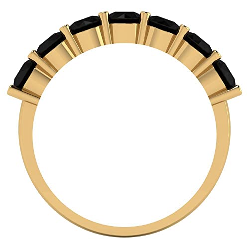 Clara Pucci 1.19 tcw Eternity Wedding Band for Women - 3.5mm Round Cut Onyx Birthstone Gold Ring - 14K Yellow Gold Stacking Bridal Wedding Ring for her4