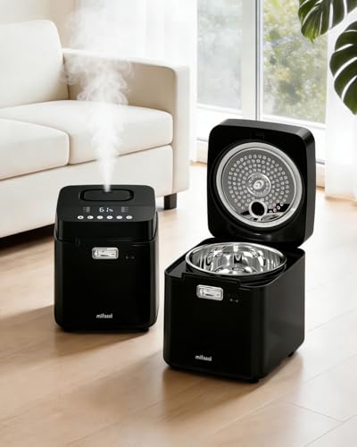 Mifasol Stainless Steel Humidifier, 3.3L Warm Mist Humidifiers for Bedroom, Easy Clean Steam Humidifiers for Home, Dishwasher Safe Humidifier Large Room, Black