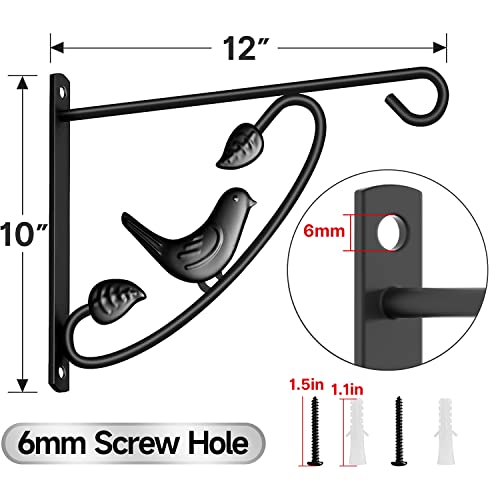 Amagabeli Hanging Plants Bracket 12In Wall Planter Hooks Hangers Flower Pot Bird Feeder Hanger For Fence Trees Wind Chimes Lantern Outdoor Indoor Patio Lawn Garden Shelf Fence Screw Mount Arm Black #TOP1