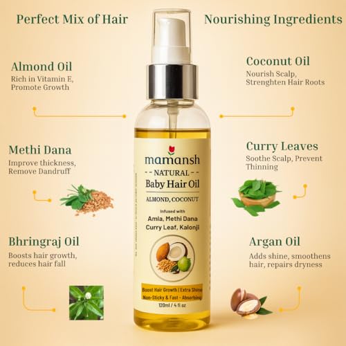 Image of Natural Baby Hair Oil | 14-Oil Blend for Hair Growth, Softness & Natural Shine | Gentle & Baby-Safe | 120 ml