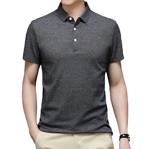 Polo classique en pur coton ajusté gris de haute qualité