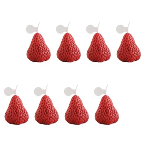 SHINEOFI Velas Aromáticas Aroma a Fresa, 8 Piezas de Parafina Forma de Fresa, Decoración Creativa para Yoga y Escritorio, Quemado Limpio y Perfumado