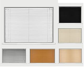 Ruby Deals Pvc Venetian Window Blind Easy Fit Wooden Effect Home Office Blinds (120 cm wide(47.2") 150 cm Drop(59.0"), White-pvc)