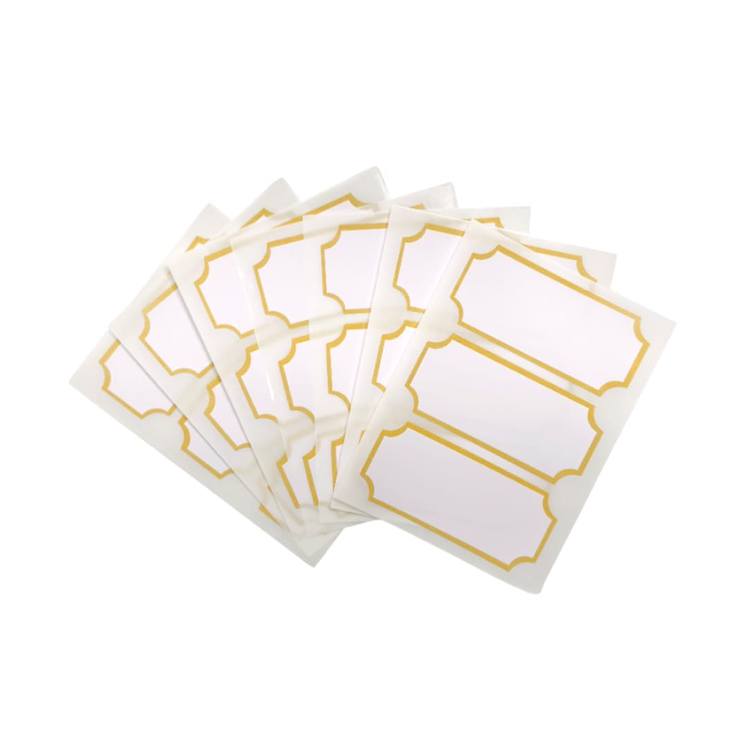 Pack of 21 Gold Border Printed 34x75mm Self-Adhesive Labels