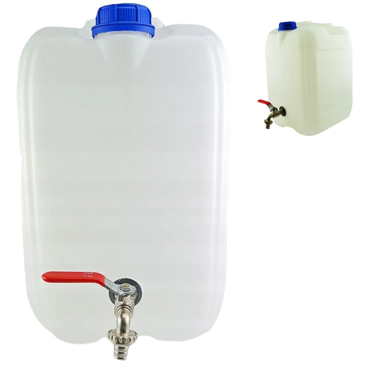 Bidón de agua de 20 l de plástico, depósito de agua con grifo, bidón de agua potable, depósito de agua, bidón de plástico, para casa, jardín, coche y camping, etc., cierre hermético