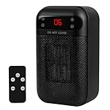 SGZIOO Mini Heizlüfter Steckdose mit Fernbedienung, 500W Steckdosenheizung Energiesparend mit LED-Anzeige, Steckdosen Heizlüfter mit 12h Timer, Steckdosen Heizung für Badezimmer Büro Schlafzimmer