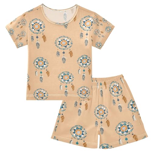senya Ethnic Dreamcatcher Summer Pajamas Set Short Cotton Sleepwear 2 Piece