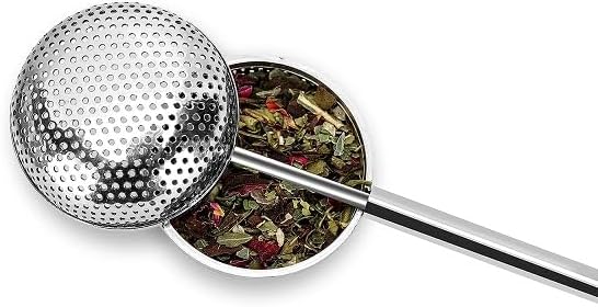 Ball Shaped Long Handle Tea Infuser (Pack of 2) | High Grade Stainless Steel | Ideal for Steeping Leaf Teas, Flowers & Herbs | Green Tea Infuser | Tea Strainer | Tea Filter