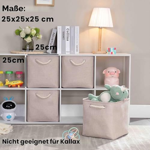 Mangata Aufbewahrungsbox Stoff 25x25x25 cm, aufbewahrungskorb Helles Khaki, Korbe Stoff in Würfel für Schrank, Regal… – Ansicht 2