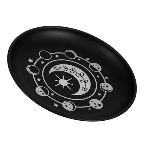 Sewroro Bandeja para Velas de Altar de Acero Inoxidable Plato Decorativo Redondo para Ceremonias Portavelas Multifuncional Diseño Estrella Lunar Adecuado para Meditación y Rituales