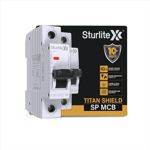 Sturlite Titan Shield 40A Single Pole MCB| Overload & Surge Protection| 10-Year Warranty| Durable Polycarbonate Housing| C-Curve Tripping| 40A Breaking Capacity