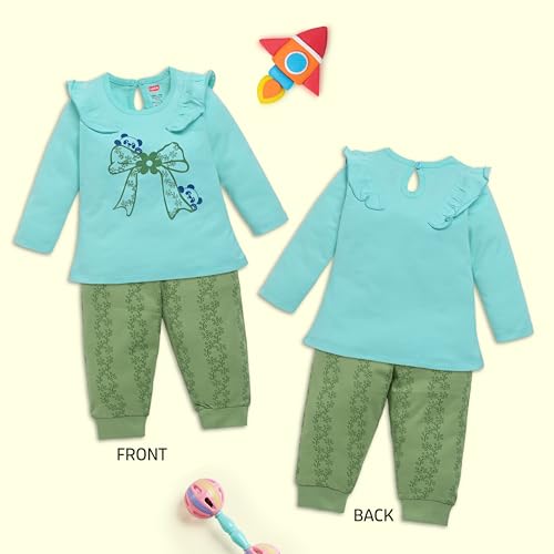 Image of LuvLap Baby Girls 100% Cotton Full Sleeve Top & Pyjama Sets, Pack Of 02