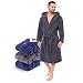 Produktbild Twinzen - Morgenmantel Herren Kuschelfleece und Flauschig mit Kapuze (M, Dunkelgrau) - Oeko-TEX® - Mikrofaser(100% Polyester)