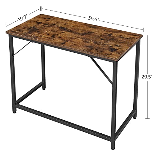 VASAGLE-39-Inch-Computer-Writing-Desk-Home-Office-Small-Study-Workstation-Industrial-Style-PC-Laptop-Table-Steel-Frame-394-Rustic-Brown-Black
