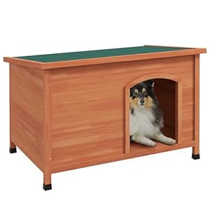 PawHut Caseta de madera para mascotas pequeñas con techo asfaltado, casa para perros con suelo extraíble, diseño elevado para exteriores, color gris, 100 x 65,5 x 68 cm