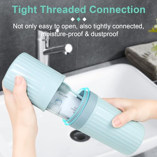 Image of Mulbozy Travel Toothbrush Holder, Large Travel Toothbrush Cup Case, Portable Travel Toothbrush Toothpaste Makeup Storage for Business Trip Camping School - Blue