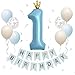 Iysoll 1歳 誕生日 飾り付け 40インチ 大きい ナンバーバルーン 王冠 誕生日 飾り 風船 セット 一歳 バースデーバルーン 数字 1 ブルー
