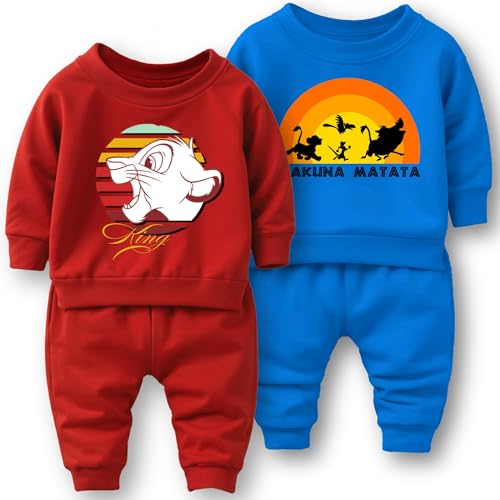 Image of Minicult Kids Cotton Co-ords Full Sleeve Sweatshirt and Pant Set with Character Print