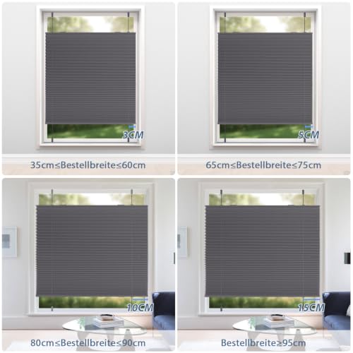 Sanfree Plissee ohne Bohren Klemmfix Anthrazit B90 x H110cm Jalousie Faltrollo Plisseerollo ohne Bohren für Fenster & Tür – Ansicht 7