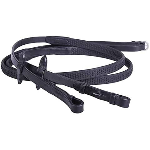 Equipride LEATHER REINS WITH SUPER GRIP ANTI-SLIP FOR BRIDLE SUPER FLEXIBLE (Cob, Black) Cover