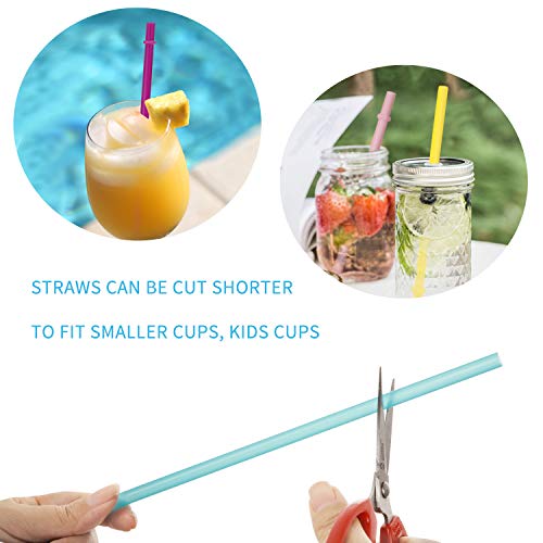 Hiware 52 Pcs Reusable Plastic Straws For Tumbler, Mason Jars, Cupture/Maars Acrylic, Yeti/Rtic, Starbucks, Tervis, 10.25" Extra Long 10 Colors Replacement Drinking Straws With 2 Cleaning Brushes #TOP5