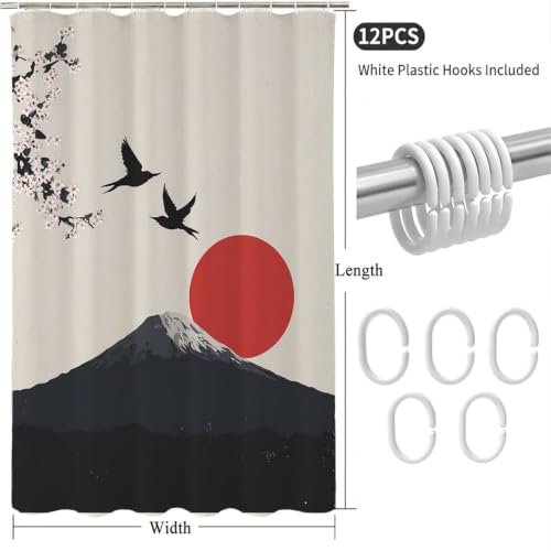 Rideau de douche 80x200 cm polyester japonais pour petite baignoire