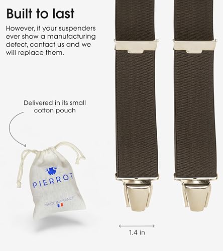 Image of PIERROT Men's Suspenders - One Size Adjustable and Elastic Suspenders for Men Trousers Heavy Duty with 4 Very Strong Clips