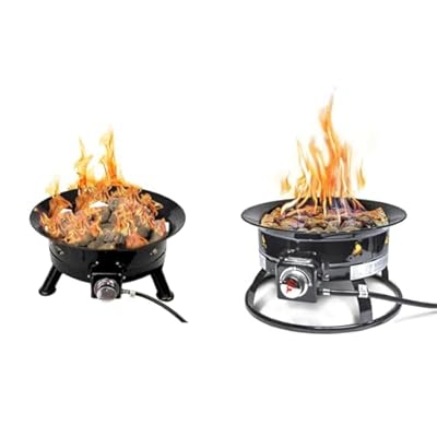 Flame King Smokeless Propane Fire Pit, 24-inch Portable Firebowl & Outland Living Firebowl 893 Deluxe Outdoor Portable Propane Gas Fire Pit with Cover & Carry Kit, 19-Inch Diameter 58,000 BTU, Black