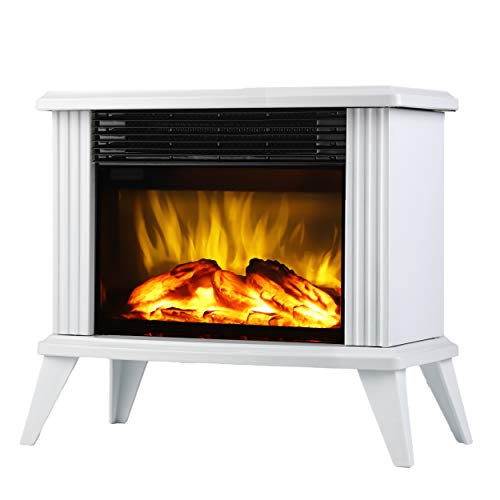 Donyer Power Mini Electric Fireplace Tabletop Portable Heater,14.8'' (White, Metal) #TOP17