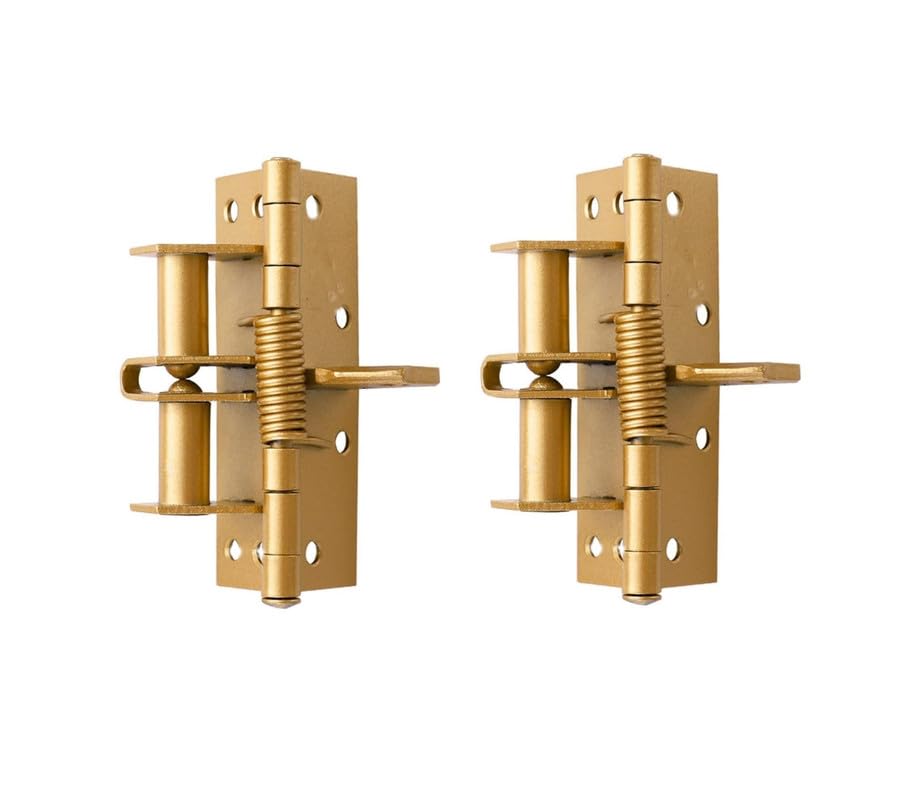 GLOXY 3 in 1 Automatic Self Closing Door Hinges Lock | 90 Degrees Positioning with Screws | Multifunctional Heavy Duty Stainless Steel Spring Door Closer for Cabinets, Home & Office (Gold, Pack of 2)