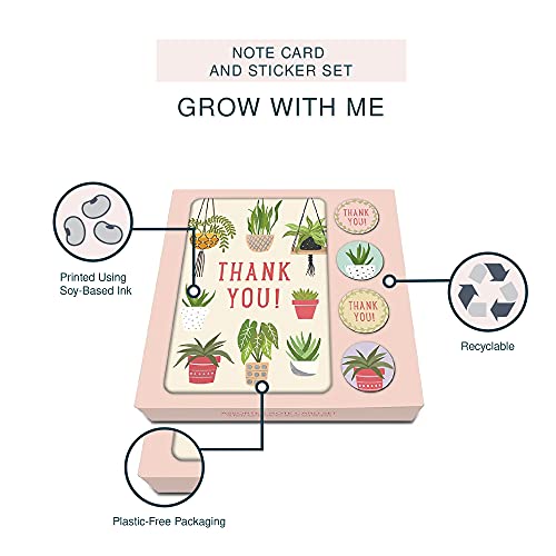 Image of Note Card & Sticker Set by Studio Oh! - Grow with Me Thank You - Set of 12-3.5 inch x 5.25 inch Blank Cards with Envelopes and Stickers - Includes 3 Cards Each of 4 Designs
