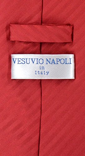 Set de corbata y pañuelo Vesuvio Napoli rojo a rayas miniatura 2
