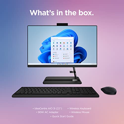Image of Lenovo IdeaCentre AIO 3i - 2022 - All-in-One Desktop - 22 inch FHD - HD Camera - Windows 11-8GB Memory - 256GB Storage - Intel Core i3-1220P - Mouse & Keyboard Included