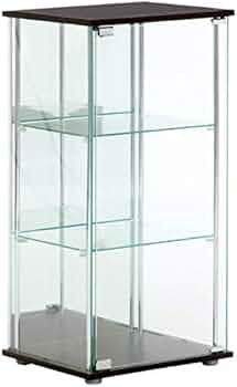Amazon.co.jp: ガラス コレクションケース 3段 (ブラウン：背面ミラー