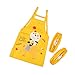 Mignon Anti-Porter Anti Huile Jaune Cartoon Enfants Dessin Vêtements for Enfants Peinture vêtements Tablier Manches avec Une Paire de Manches
