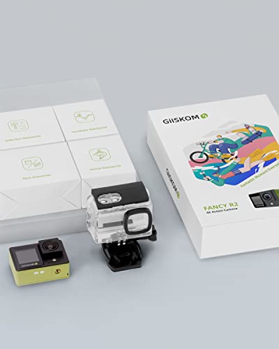 Giiskom Fancy R2 Action Camera 4K/60Fps 24Mp In Dual Screen, 95Ft Waterproof Underwater Camera For Snorkeling, Sports Camera With Image Stabilization Matchs Mounting Bundles (Green) #TOP5