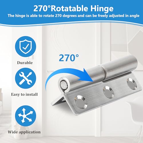 DesertBoy 4 Pcs Detachable Door Hinges, 2.5 Inch Stainless Steel Lift Off Hinge - Image 3