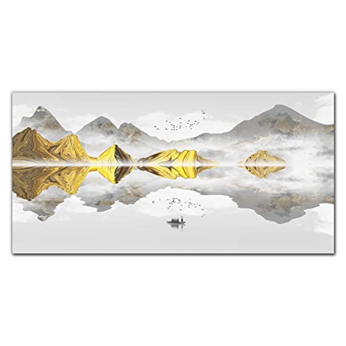 Tableau en verre acrylique 100x50 cm montagnes du lac pour décoration murale