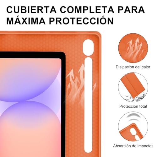 Teclado con funda Samsung S9 FE y S10 FE con touchpad QWERTY español Ñ naranja 7