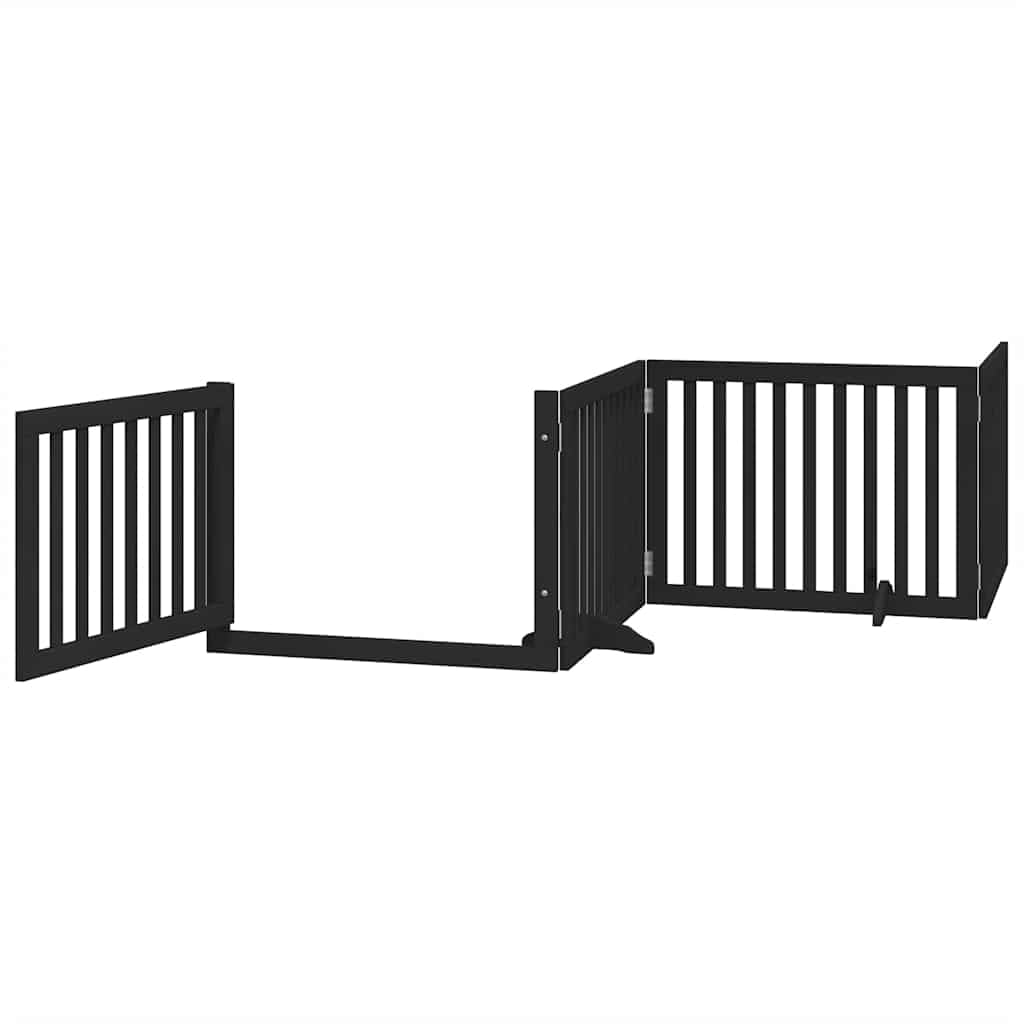 Puerta plegable para perros de 8 piezas para seguridad de mascotas, puerta para perros sin taladrar, rejilla plegable para perros con puerta de madera de álamo, rejilla para perros con puerta con