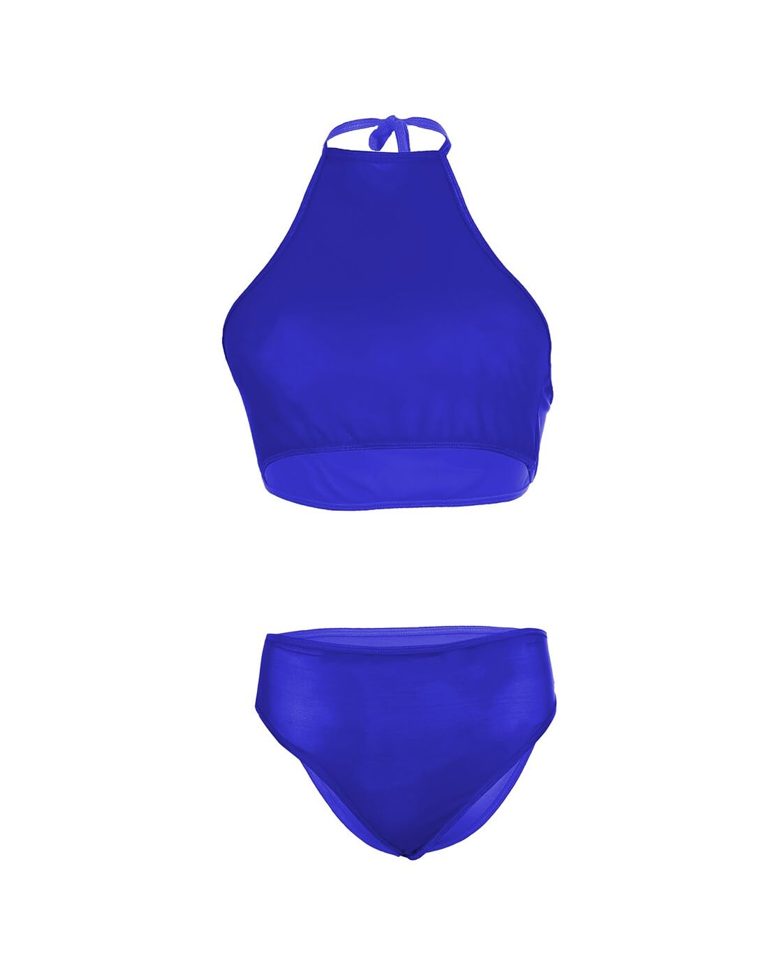 m.a.1 Women High Neck Halter Bikini Set, Royal Blue, Two Piece Swimsuit-picture-18
