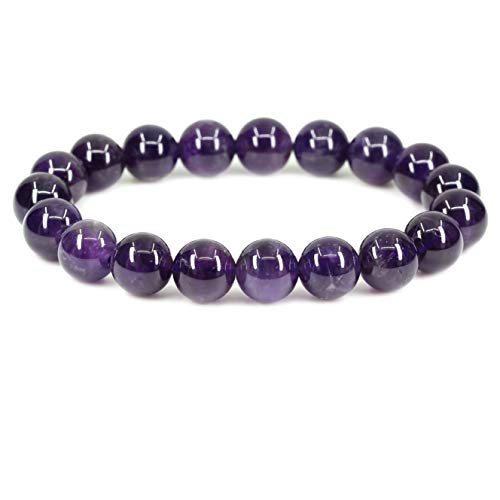 A Grade Amethyst Gemstone 10mm Round Beads Stretch Bracelet 7 Inch