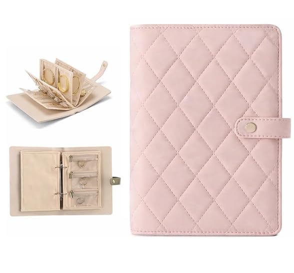 Finalize Jewelry Organizer Book for Travel - Jewelry Storage Binder with Tangle-Free Divided Compartments & Easy-Find Clear Pouches, Mothers Day Gifts for Women- (PINK)