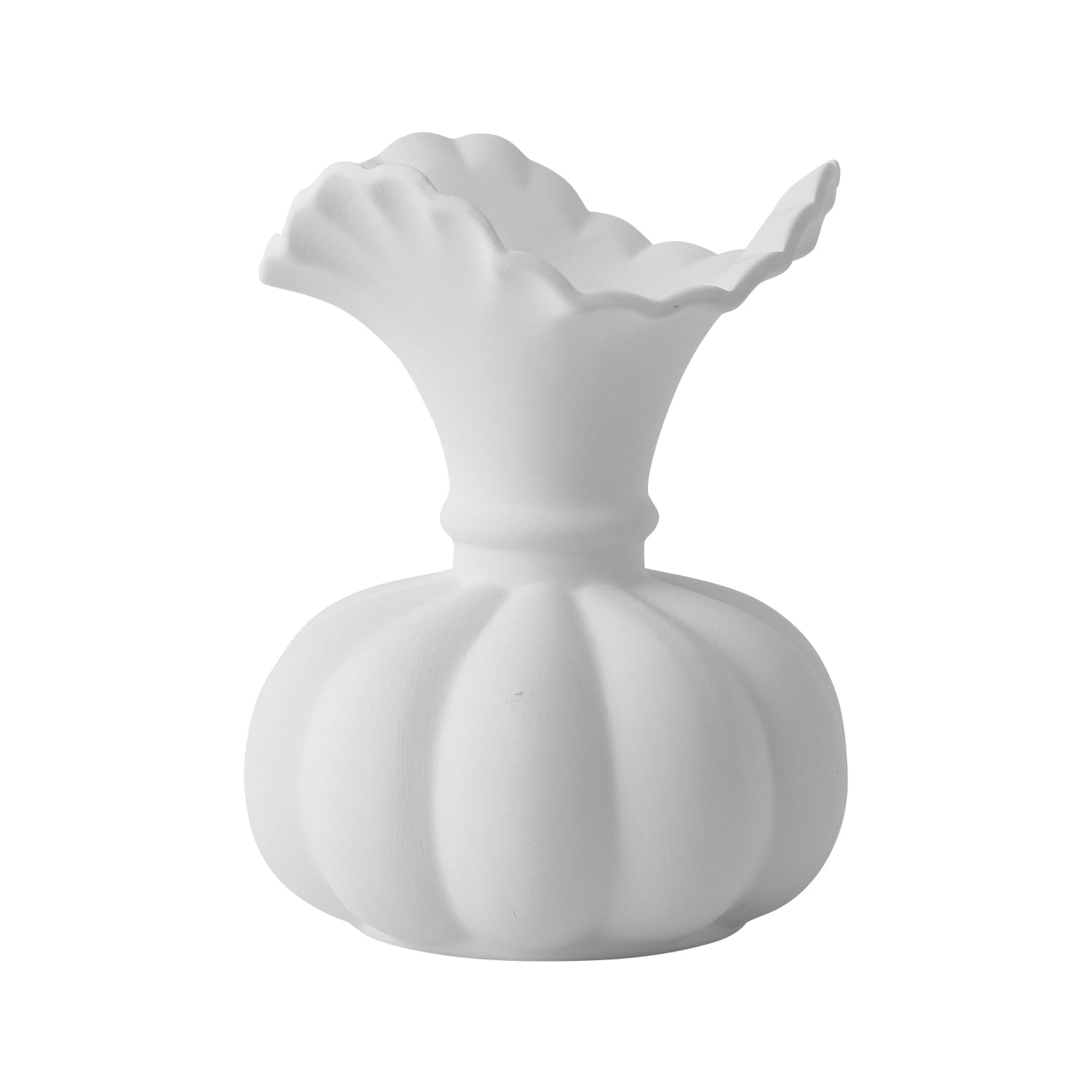 KRYSTHIA Weiße Kürbis-Keramikvase, minimalistische Boho-Blumenvase für Pampasgras und getrocknete Blumensträuße, große Heimdekoration für Regal, Schreibtisch, Büro, Kaminsims und Hochzeitsdisplay