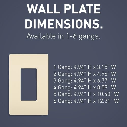 Image of Legrand radiant Screwless Wall Plates for Decorator Rocker Outlets, 1-Gang, Light Almond, RWP26LACC6