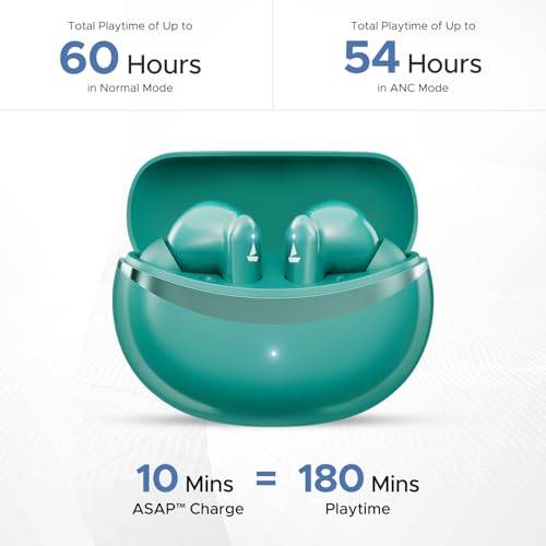 Image of Boat Airdopes 131 Elite ANC, 32dB Active Noise Cancellation, 60HRS Battery, Ambient Mode, 4Mics ENx, Fast Charge, IPX5, v5.3 Bluetooth Earbuds, TWS Ear Buds Wireless Earphones with mic (Active Teal)