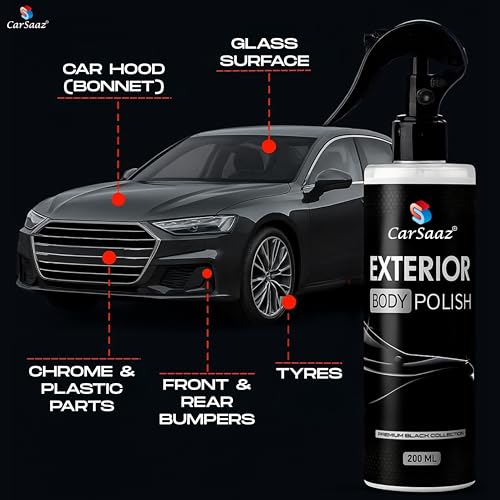 Image of CAR SAAZ Car Rain Ready Protective Combo | Includes: Car Shampoo, Windshield Washer, Exterior Body Polish, Applicator Pad & Microfiber Cloth | Monsoon Car Care Kit for Shine, Clarity & Protection