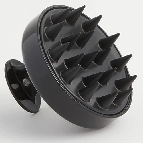 Image of Silicone Hair Scalp Massager, Shampoo Brush with Non-slip Grooves, Palm-Shaped Handle for Wet and Dry Hair, Black