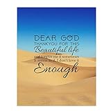 'Dear God-Thank You for This Beautiful Life'- 8 x 10' Spiritual Wall Decor. Modern Typographic...