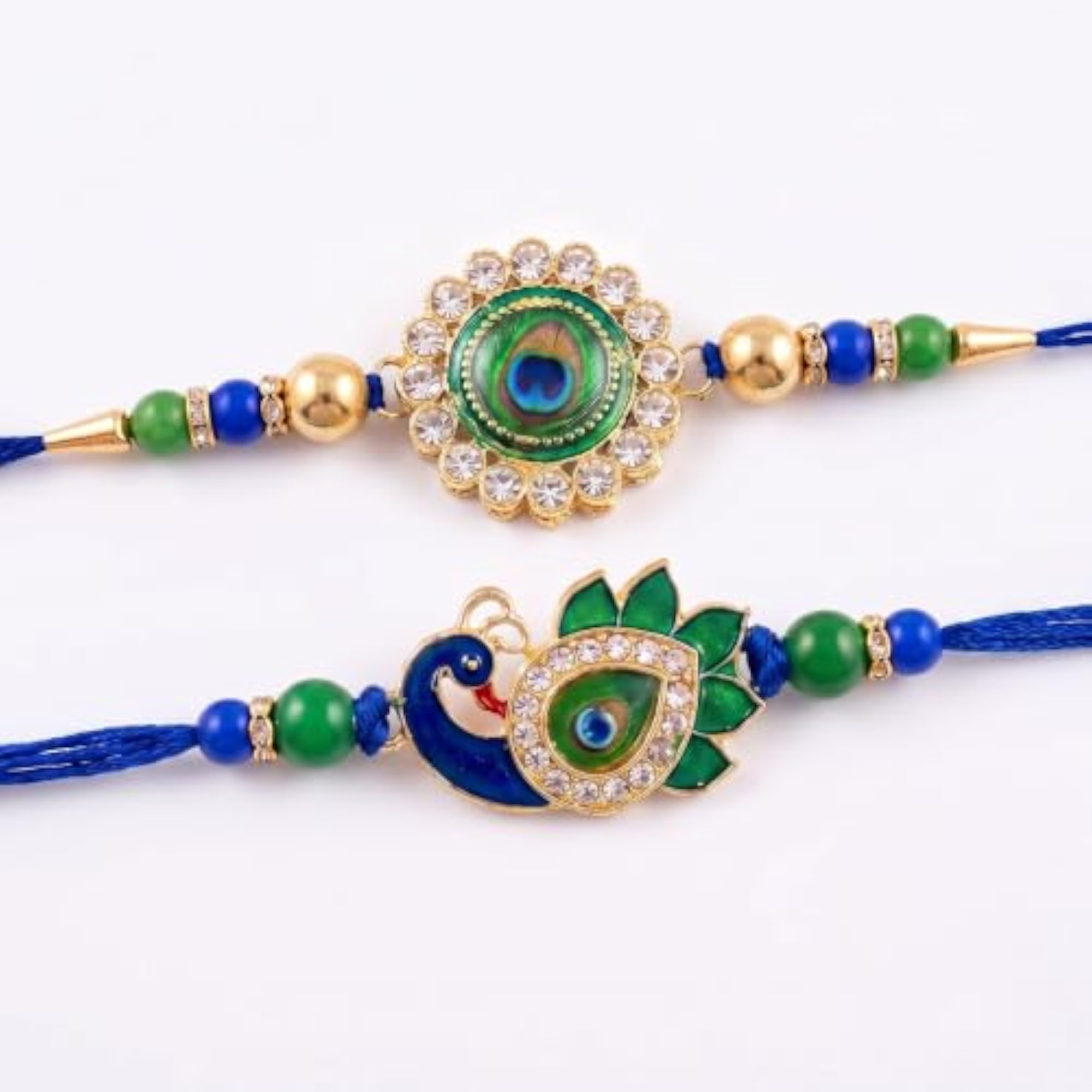Set of 2 Peacock Designer Rakhis with Gift Magnet